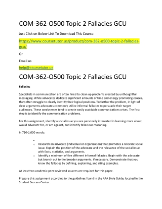 COM-362-O500 Topic 2 Fallacies GCU