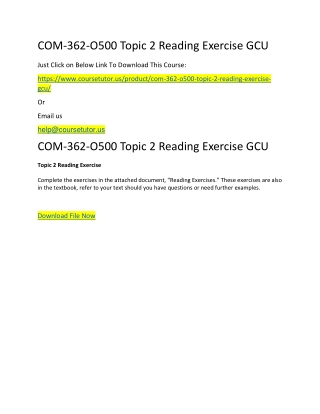 COM-362-O500 Topic 2 Reading Exercise GCU