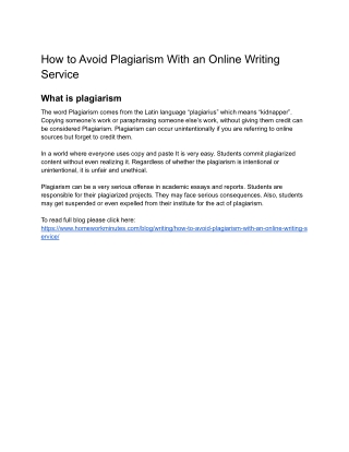 How to Avoid Plagiarism With an Online Writing Service