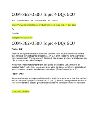 COM-362-O500 Topic 4 DQs GCU
