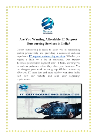 Are You Wanting Affordable IT Support Outsourcing Services in India