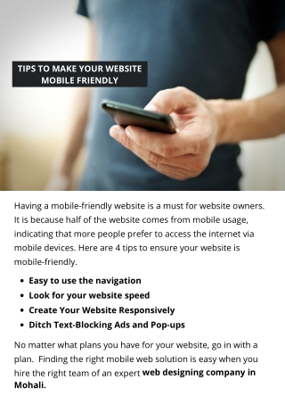 TIPS TO MAKE YOUR WEBSITE MOBILE FRIENDLY