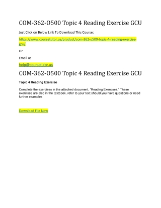 COM-362-O500 Topic 4 Reading Exercise GCU