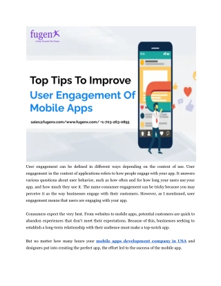 Top Tips To Improve User Engagement Of Mobile Apps