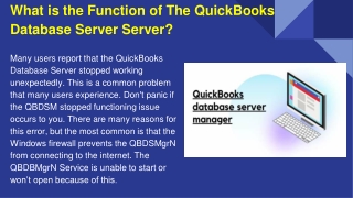 What is the Function of The QuickBooks Database Server Server PDF (1)