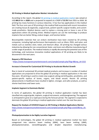 3D Printing in Medical Applications Market Trends and Growth Factors Analysis