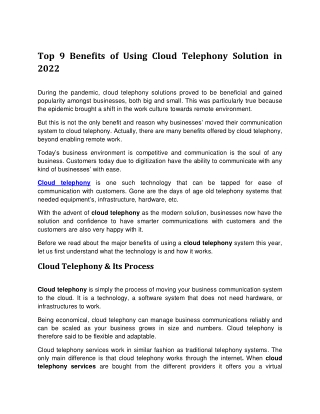 cloud telephony services