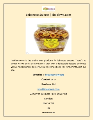 Lebanese Sweets  Ibaklawa