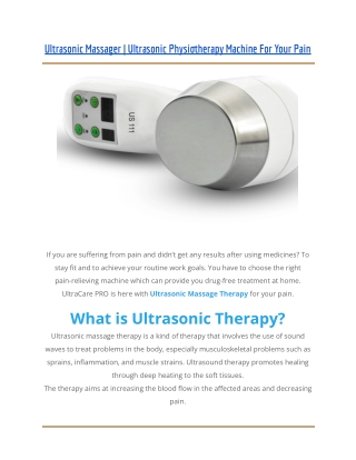 Ultrasonic Massager _ Ultrasonic Physiotherapy Machine For Your Pain
