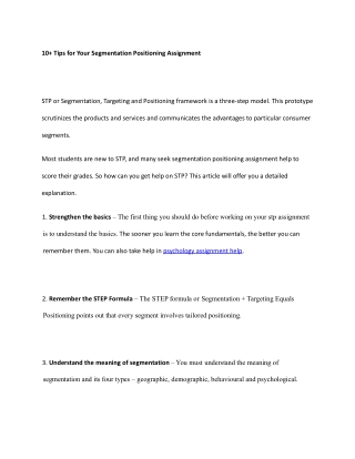 10  Tips for Your Segmentation Positioning Assignment