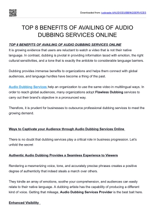 AUDIO DUBBING SERVICES ONLINE