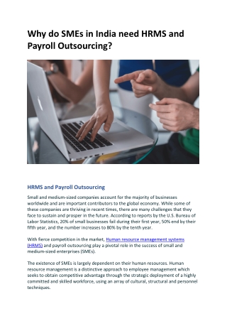 Why do SMEs in India need HRMS and Payroll Outsourcing