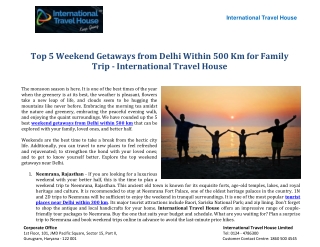 Top 5 Weekend Getaways from Delhi Within 500 Km for Family Trip