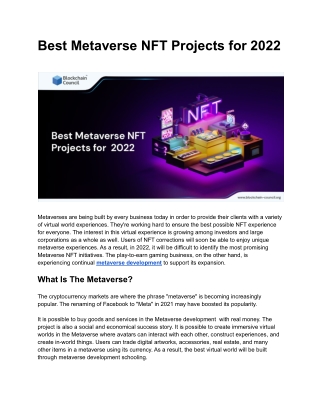 Best Metaverse NFT Projects for 2022