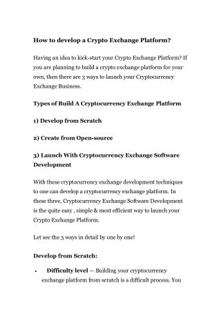 How to develop a Crypto Exchange Platform?