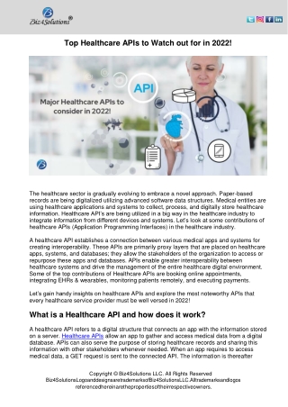 Top Healthcare APIs to Watch out for in 2022!