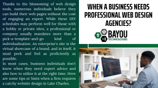 When A Business Needs Professional Web Design Agencies?