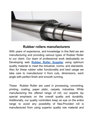 Rubber rollers supplier