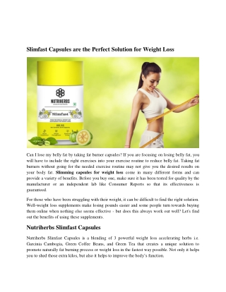 Slimfast Capsules are the Perfect Solution for Weight Loss