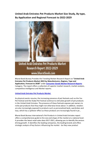 United Arab Emirates Pet Products Market Research Report 2022-2029