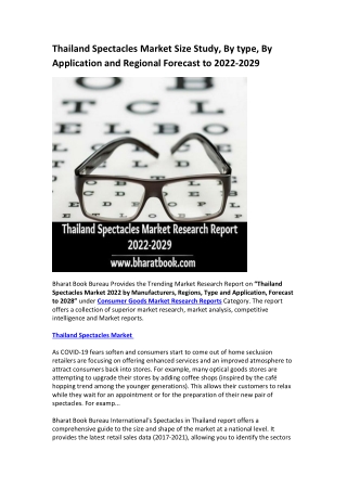 Thailand Spectacles Market Research Report 2022-2029