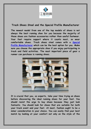 Track Shoes Steel and the Special Profile Manufacturer