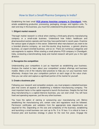 How to Start a Small Pharma Company in India?