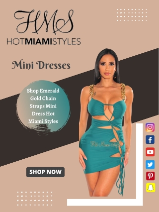 Shop Emerald Gold Chain Straps Mini Dress - Hot Miami Styles