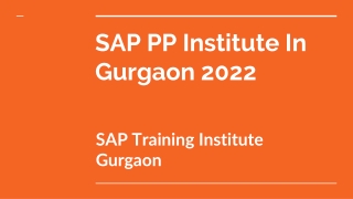 SAP PP Institute In Gurgaon 2022