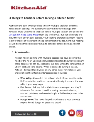 3 Things to Consider Before Buying a Kitchen Mixer