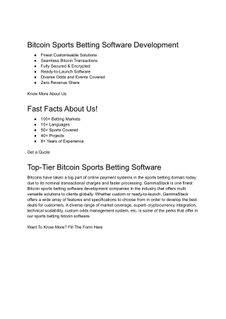 Bitcoin Sports Betting Software Development