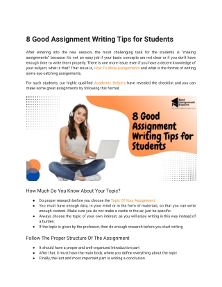 8 Good Assignment Writing Tips for Students
