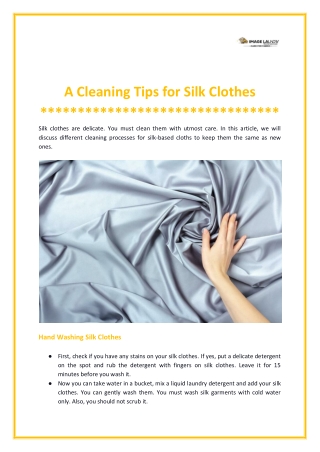 A Cleaning Tips for Silk Clothes