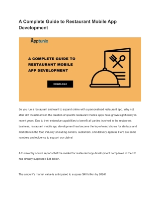 A Complete Guide to Restaurant Mobile App Development