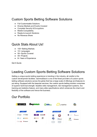 Custom Sports Betting Software Solutions