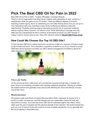 Pick The Best CBD Oil for Pain in 2022