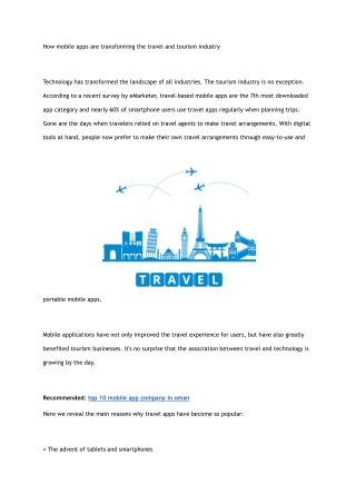 How mobile apps are transforming the travel and tourism industry - Google Docs