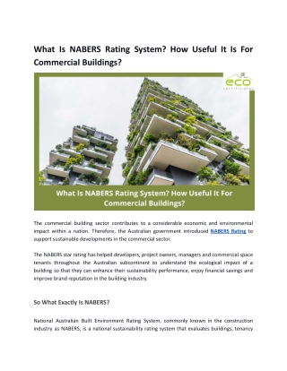 What is NABERS Rating System? How Useful It For commercial buildings?