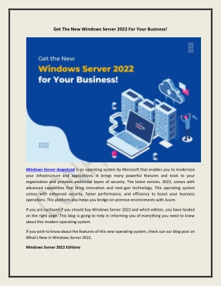 Get The New Windows Server 2022 For Your Business!