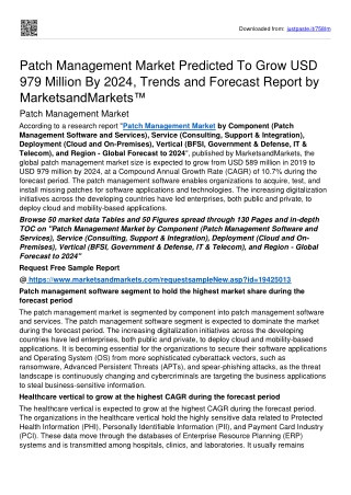 Patch Management Market Set for Rapid Growth Of USD 979 million By 2024: MnM