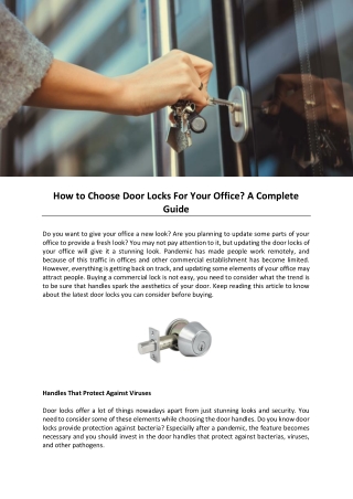How to Choose Door Locks For Your Office