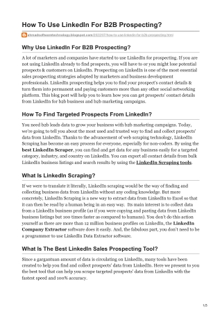 How To Use LinkedIn For B2B Prospecting