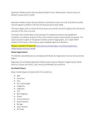 Application Modernization Services Market Trends, Market Share, Industry Size, Growth, and Market Forecast 2021 to 2028