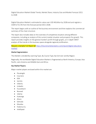 Digital Education Market Trends, Market Share, Industry Size, Growth, and Market Forecast 2021 to 2028