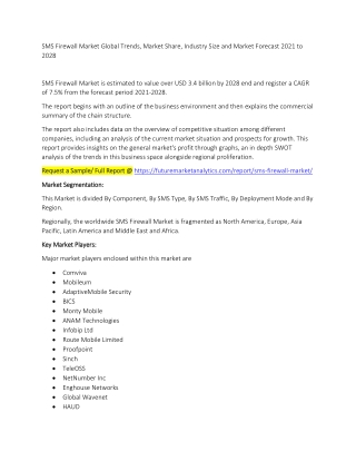SMS Firewall Market Trends, Market Share, Industry Size, Growth, and Market Forecast 2021 to 2028