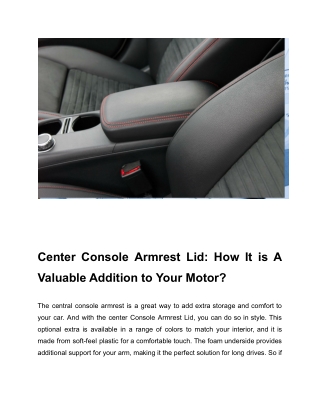 Centre Console Armrest Lid