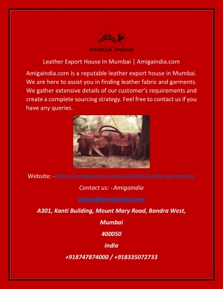 Leather Export House In Mumbai  Amigaindia