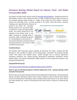 Aerospace Bearings Market Report by Industry, Trend and Global Forecast (2021-2026)