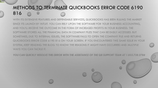 Top methods to resolve QuickBooks Error Code 6190 816