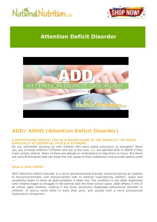 ADHD - Attention Deficit Disorder